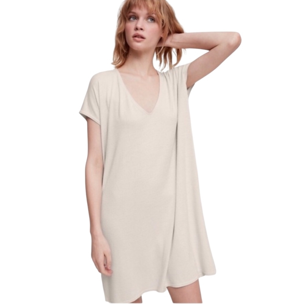 Wilfred Free Marcoux Dress Womens XS Beige T Shirt V Neck